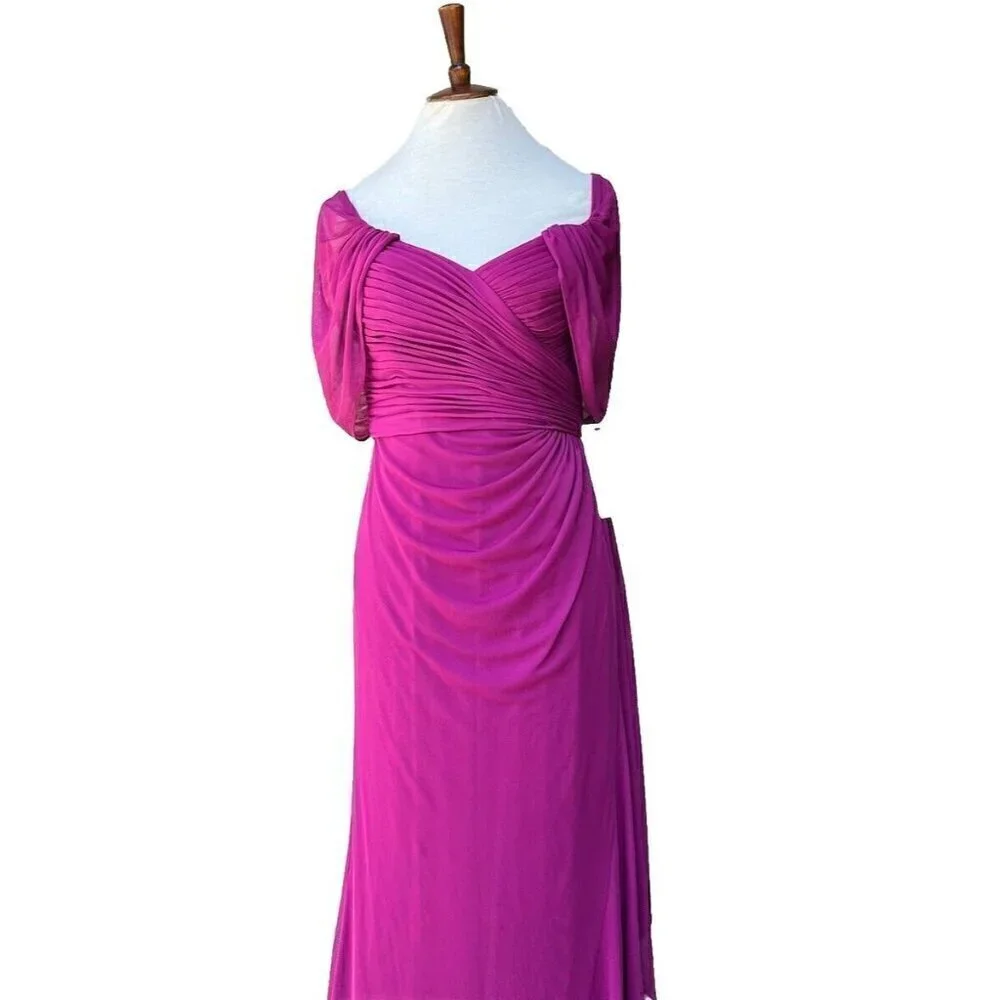 Women's Alex Evenings Shirred Mesh Gown Dress Size 6 Purple NWOT - Picture 12 of 14